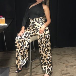 Leopard high waist wide leg pants